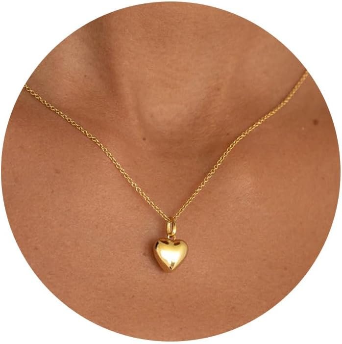 Heart Necklace - Dainty 14K Gold Necklaces for Women Trendy Small Heart Pendant Simple Choker Neckace Gold Jewelry for Women Gifts