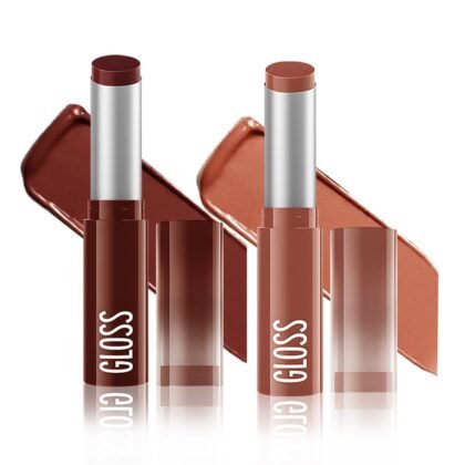 HHLTOH 2Pc Butter Lipstick Tinted Lip Balm, Shine Moisturizing Plumper Lipstick for Women, Natural Nourishing Hydrating Lip Gloss Stain for Dry Lips, Lightweight Lip Liner Care Vegan Makeup, 04 & 05