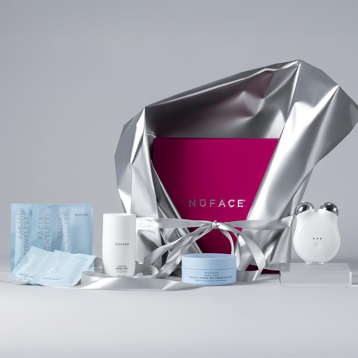 NuFACE MINI+ Microcurrent Facial Device Ultimate Uplift Kit - Brilliant White Face Sculpting & Contouring Device with Aqua Gel, Power Patches, Prep-N-Glow Skin Care Wipes & Luxe Gift Box - Image 4