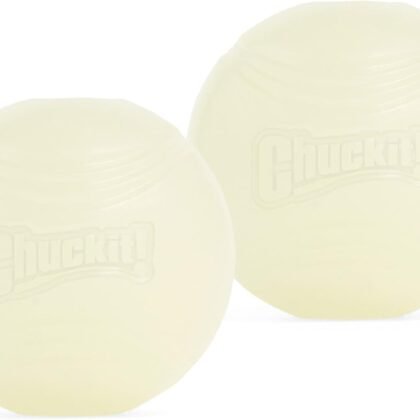 Chuckit! Glow in the Dark Bouncy Balls - Ball for Dogs, Chuckit Dog Toy, Max Glow Balls - Medium, 2.5 Inch Pack of 2