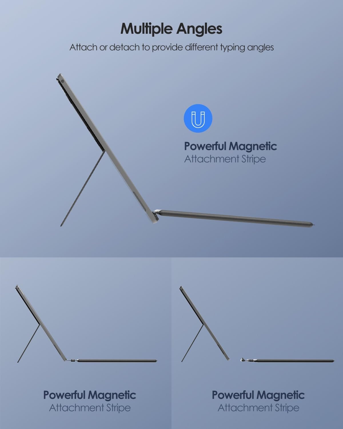 Surface Pro 9 Keyboard, Detachable Wireless Bluetooth Keyboard for Microsoft Surface Pro 8/9/X, with Built-in Rechargeable Battery/Multi-Gesture Touchpad - Image 4