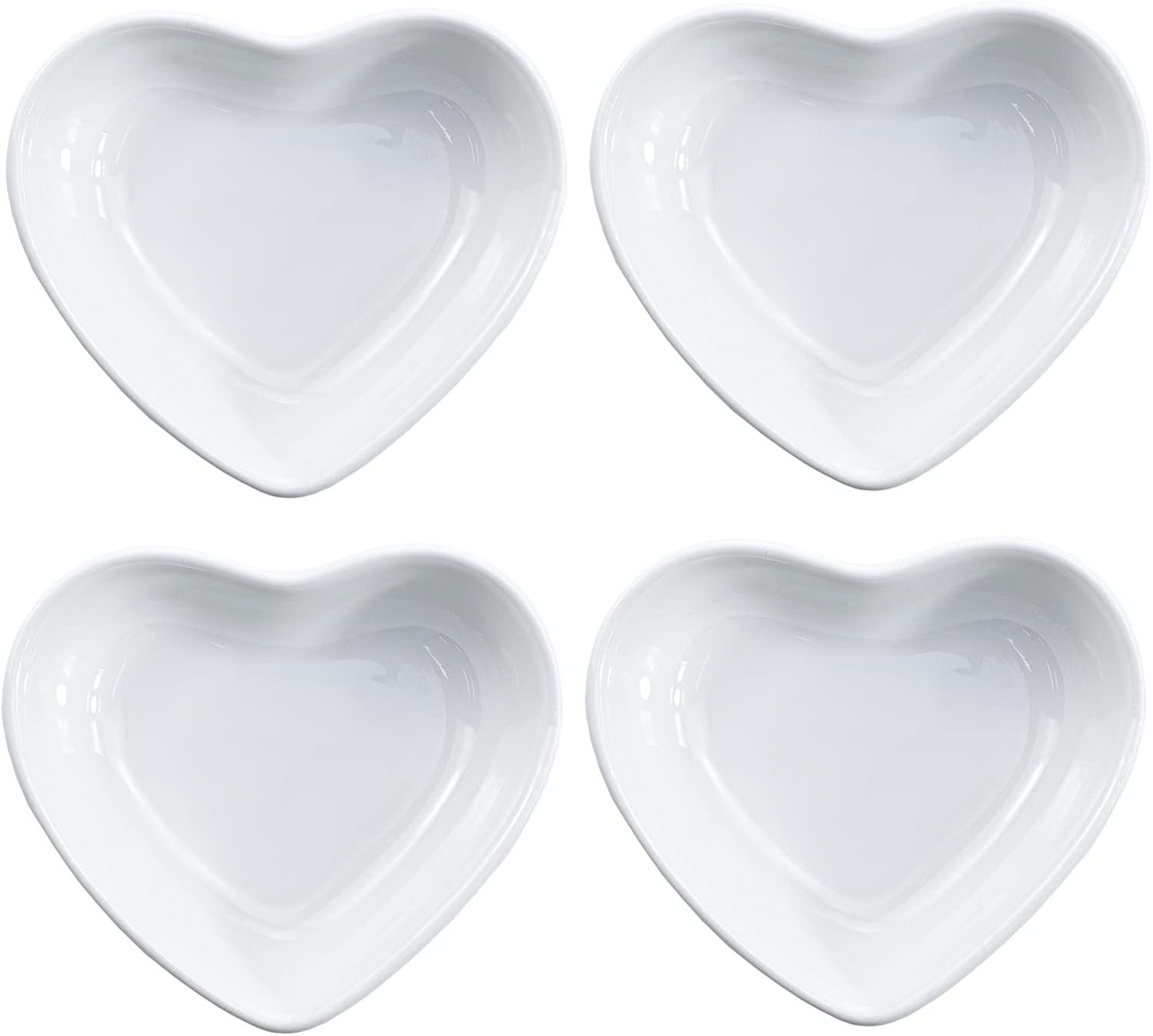 SOCOSY Heart-shaped Multipurpose Ceramic Sauce Dish Seasoning Dishes Sushi Dipping Bowl Appetizer Plates Serving Dish Saucers Bowl(Set of 4)