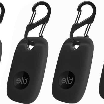 4PCS Case for Tile Pro 2024/Tile Pro 2022, Soft Silicone Skin Cover Shock-Absorbing Protective Case with Carabiner (4 Packs Black)