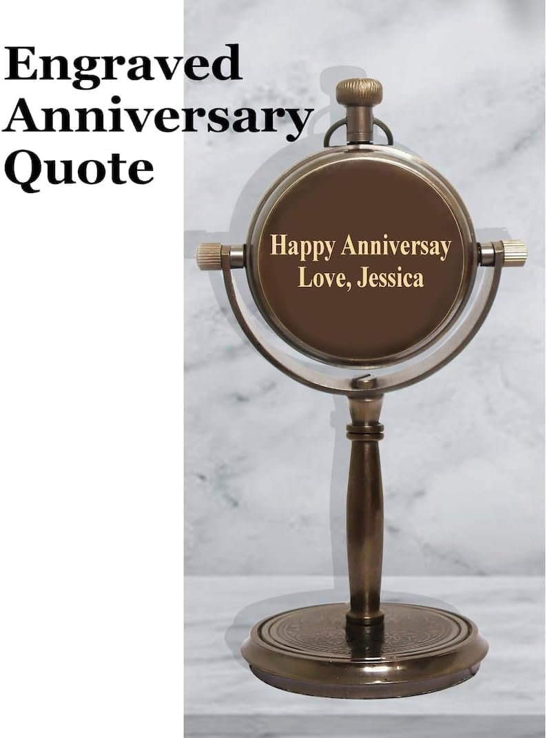 Personalized Anniversary Desk Clock Gift – Customizable Bronze Luxury Office Decor, Traditional Engraved Gift for Men & Women, Gift for Couples, Wedding Gift for Spouse - Image 2
