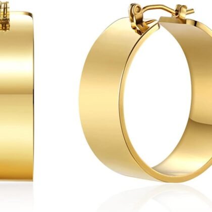 LOKLIFFAI Gold Chunky Hoop Earrings for Women,Lightweight Hoop Earrings
