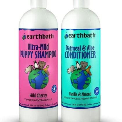 earthbath, Ultra-Mild Puppy Shampoo and Oatmeal & Aloe Conditioner - Best Dog Shampoo and Conditioner, Made in USA, 100% Cruelty Free Dog Wash, Soothing Oatmeal Shampoo for Dogs - 16 Oz (1 Set)