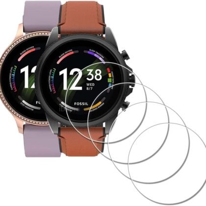 iDaPro Screen Protector for Fossil Men's GEN 6 44mm / Women's GEN 6 42mm Smartwatch [4 Pack] Tempered Glass Anti-Scratch Bubble-Free Easy Installation