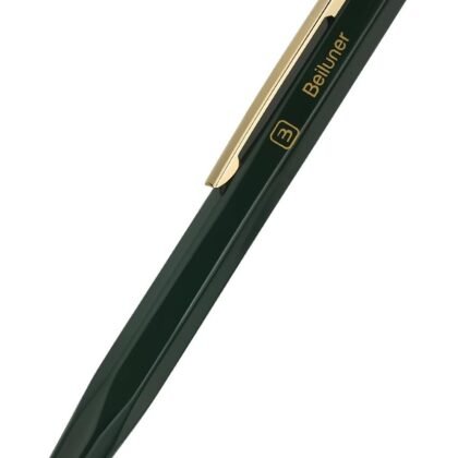 BEILUNER 312 Metal Gel Pen 0.5mm, Hexagonal Design, Green Piano Lacquer with 24K Gold Plated Accents, Includes One Refill, Professional Gel Pen Gift Box Set