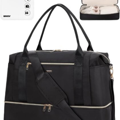 WANDF For Spirit Airlines Personal Item Bag 18x14x8 Underseat with Wet Pocket & Shoe Compartment & Tsa Approved Toiletry Bag