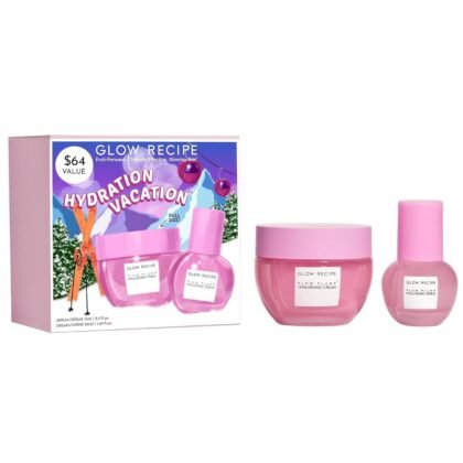 Glow Recipe Hydration Vacation Skincare Set - Plum Plump Hyaluronic Acid Moisturizer + Face Serum - Made with Antioxidant Plum & Vitamin B5 to Repair Skin Barrier and Improve Hydration (2 Count)