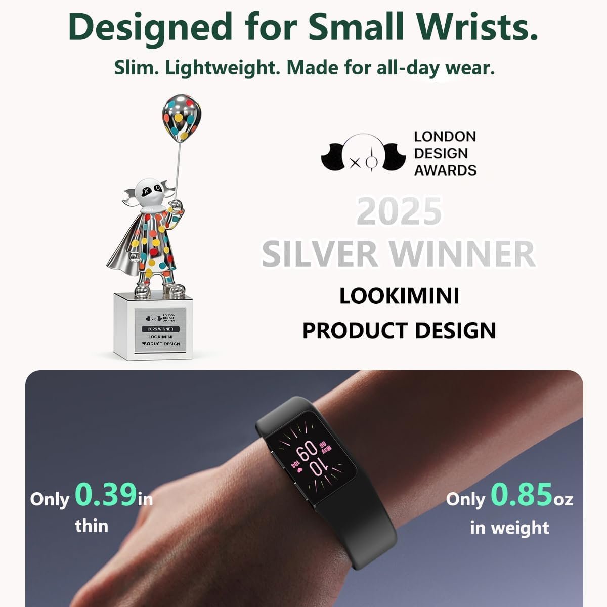 FITVII Mini Fitness Trackers, 1.01" AMOLED Slim Smart Watch with 24/7 Heart Rate, Blood Pressure/Oxygen Monitor, Sleep & Stress Tracking Fitness Watch, IP68 Waterproof Sport Watch for Women Men Teens - Image 2