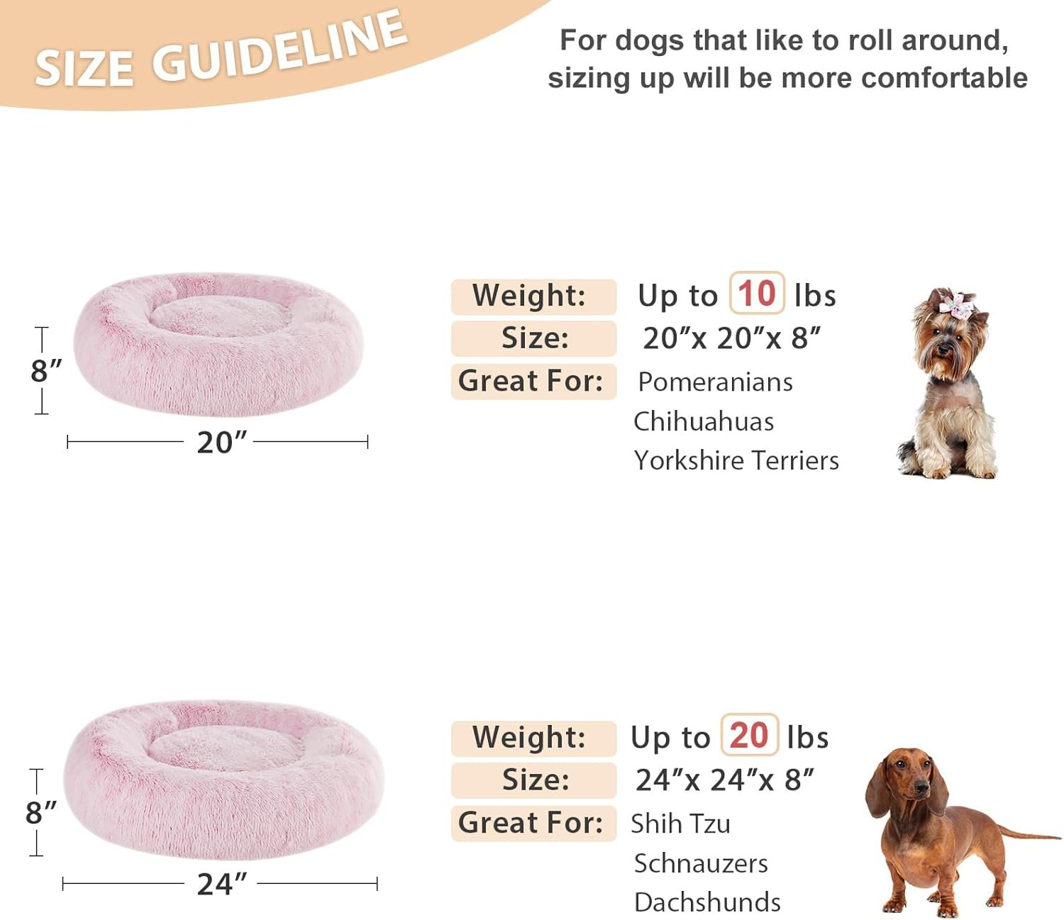 WNPETHOME Calming Dog Bed Cat Bed Donut, Faux Fur Pet Bed Self-Warming Donut Cuddler, Comfortable Round Plush Dog Beds (20 x 20 x 8 Inch, Light Pink) - Image 5
