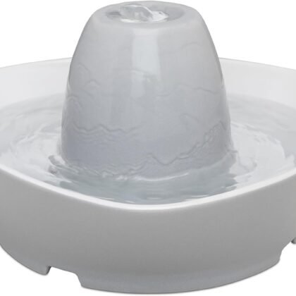 PetSafe Ceramic Pet Fountain – for Cats and Small Dogs – 60 Oz Water Capacity – Whisper-Quiet Water Flow – Great for Shy or Timid Pets – Fresh, Filtered Water