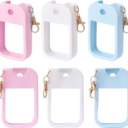 3pcs Silicone Case Compatible With Touchland Hand Sanitizer Spray, Protective Case With Keychain For Spray 1 Fl Oz, Travel Size, Compatible With Power Mist & Glow Mist, (Pink, Blue, White)