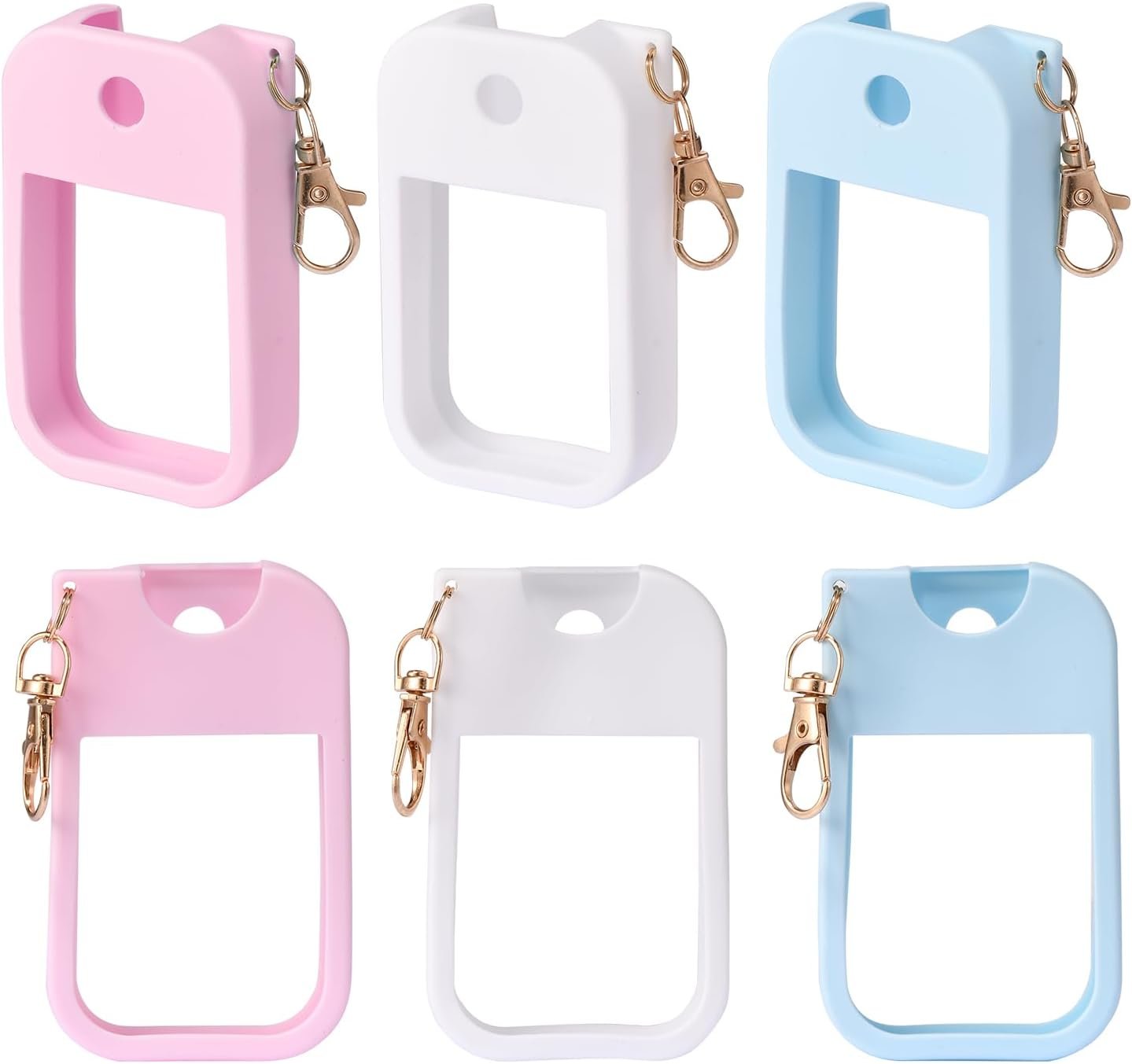 3pcs Silicone Case Compatible With Touchland Hand Sanitizer Spray, Protective Case With Keychain For Spray 1 Fl Oz, Travel Size, Compatible With Power Mist & Glow Mist, (Pink, Blue, White)
