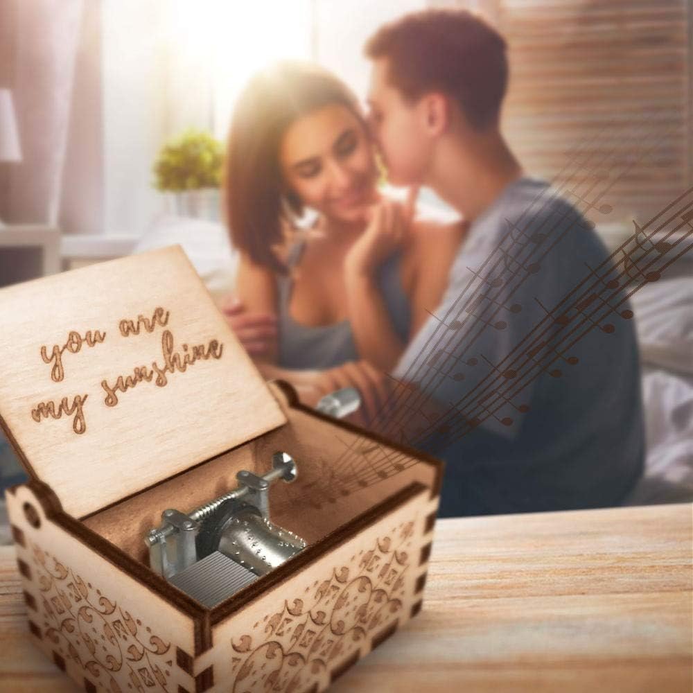 Ucuber You are My Sunshine Music Box, Wood Laser Engraved Cute Box Best Gift for Wife, Son, Daughter, Dad, Mom, Wedding Anniversary Birthday Christmas Valentine's Day - Image 3
