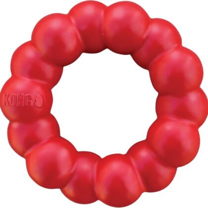 KONG Ring - Natural Rubber Ring Toy for Healthy Chewing Habits - Chew Toy Supports Dog Dental Health - Dog Toy Supports Instincts During Playtime - for Small/Medium Dogs