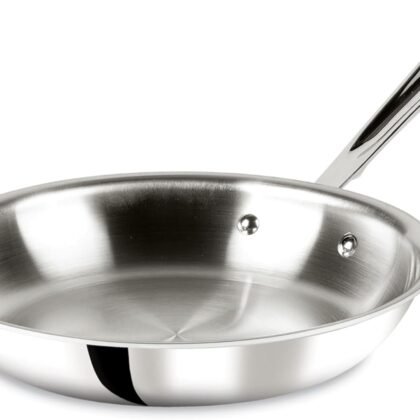 All-Clad D3 10 Inch Stainless Steel Frying pan, 3-Ply Stainless Steel Pan, Induction, Oven Broiler Safe 600F Skillet, Professional Cookware, Silver