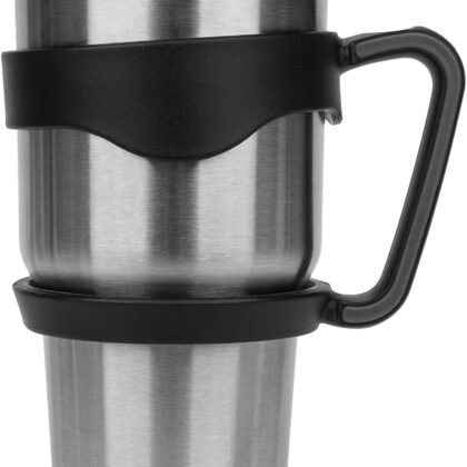 Linkidea Tumbler Handle Compatible with YETI Rambler, Simple Modern, SIC, Ozark Trail, RTIC and Most 30oz Tumbler Mugs, Portable Anti Slip Travel Mug Grip, Black, CAC-002-02