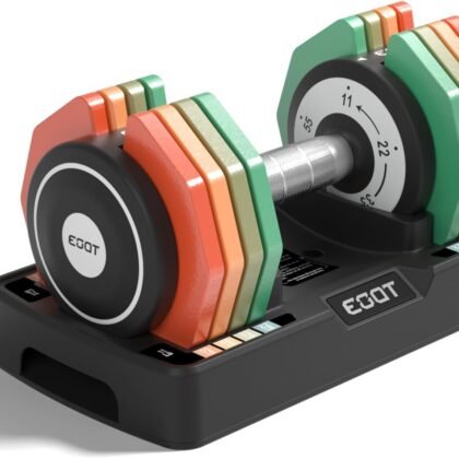 Adjustable Dumbbells Set/Single, 12.5LB/22.5LB/55LB 5 in 1 Free Adjustable Dumbbell Set with Anti-Slip Handle & Rainbow-colored Weight Plates for Home Gym, Weight Set for Women Men
