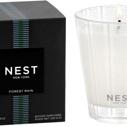 NEST New York Scented Classic Candle, Forest Rain - 8.1 oz - Up to 60-Hour Burn Time - Reusable Glass Vessel