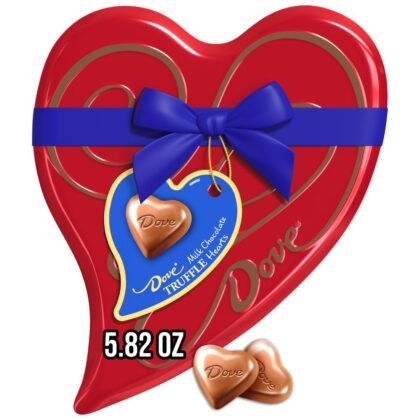 DOVE Assorted Chocolate Truffles, Valentines Chocolate Candy Gift, 5.82 oz Heart Tin