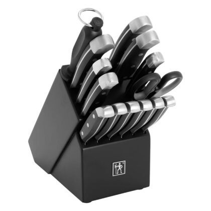 HENCKELS Premium Quality Statement 15-Piece Knife Set with Block and Knife Sharpener, Razor-Sharp, German Engineered Knife Informed by over 100 Years of Masterful Knife Making, Black Block