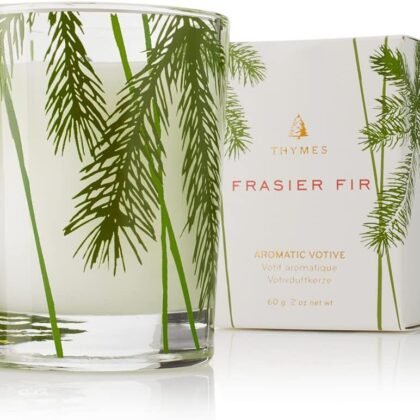 Thymes Frasier Fir Pine Needle Candle – Holiday Candles for Home Scented with Notes of Crisp Siberian Fir, Cedarwood & Sandalwood – Christmas Decor – Christmas Gifts for Women & Men (2 oz)