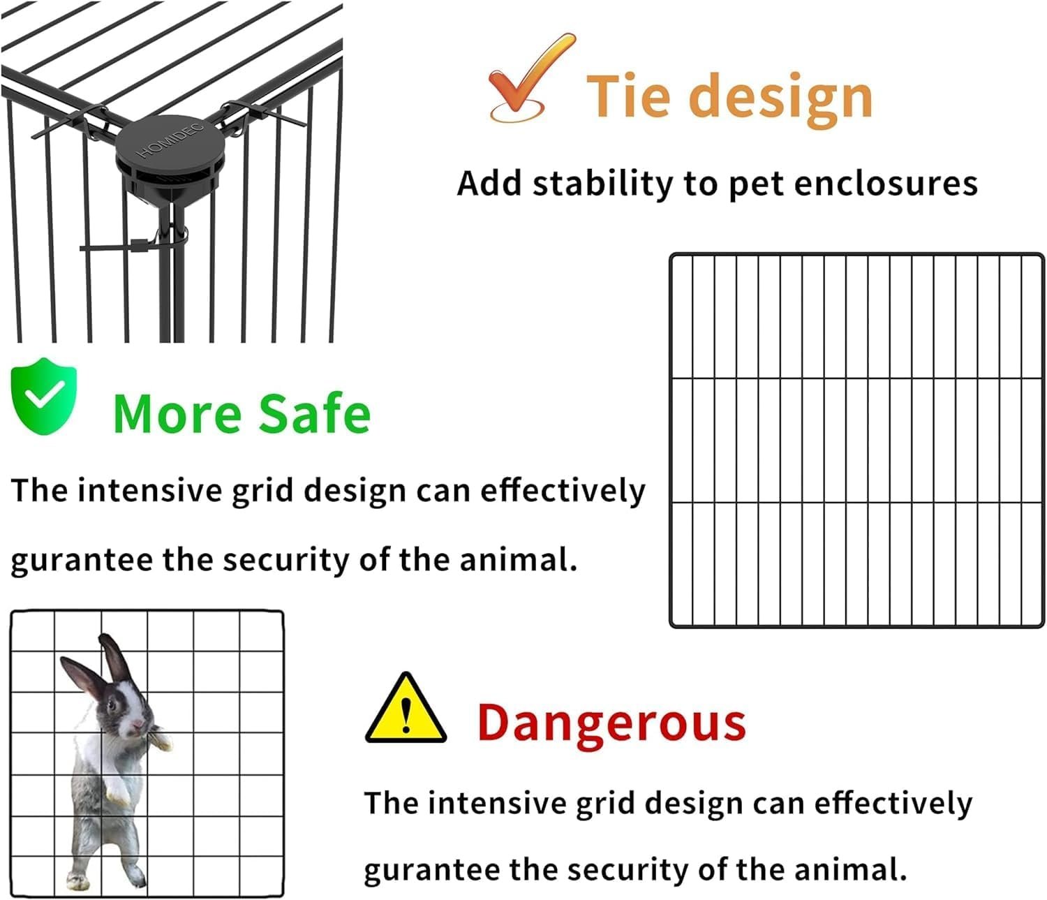 HOMIDEC Pet Playpen,Small Animals Cage DIY Wire Portable Yard Fence with Door for Indoor/Outdoor Use,Puppies,Kitties,Bunny,Turtle 48" x 24" x 16" - Image 4