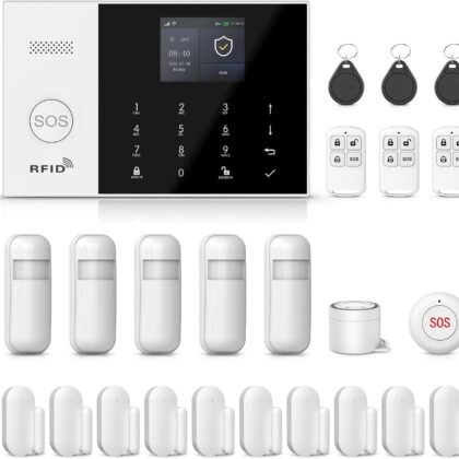 PGST WiFi Alarm System for Home Security,24 PCS Wireless Home Security System with DIY Expandable Door Alarm Sensor,Motion Detector,SOS Button,APP Instant Alerts for Villa,Apartment,No Monthly Fee