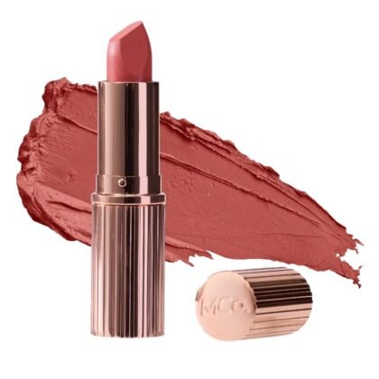 MCoBeauty - Crème Matte Luxe Lipstick - Rose Saturn, Peach Coral Shade - Long-Lasting Hydrating Soft Matte - Creamy High-Pigment Full Coverage Bullet Lipstick - Vegan & Cruelty Free Lip Color | Creamy Matte Finish, Velvety-Soft Formula, Long-Lasting, All Day Hydration, Square Tip Bullet, Vegan & Cruelty Free