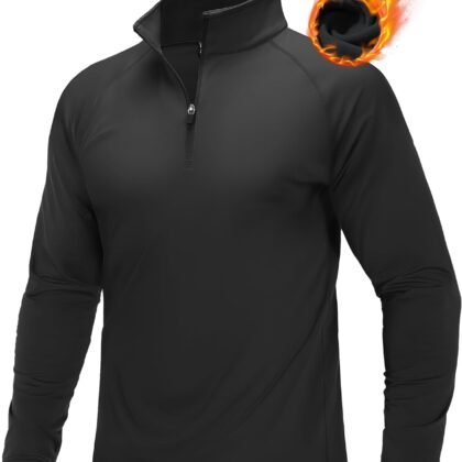 MAGCOMSEN Men's Quarter Zip Pullover Long Sleeve Sweatshirts Fleece Lined Golf Pullover Thermal Gym Workout Tops