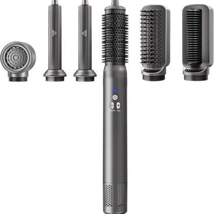 6 in 1 Air Styling & Drying System, Powerful High Speed Hair Dryer Brush & Multi-Styler with Auto Wrap Curlers,Hair Straightener Brush,Round Volumizing Brush,Soft Smoothing Brush