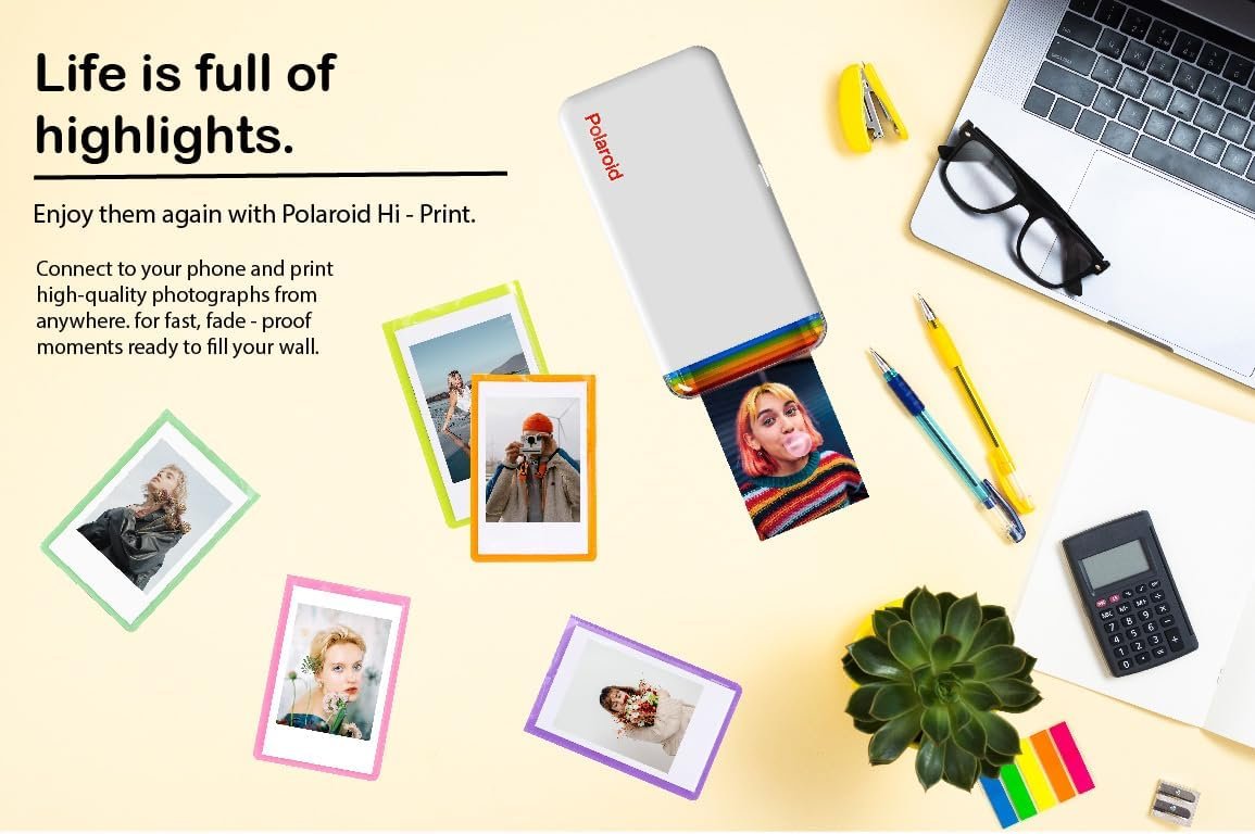 Polaroid Hi-Print - 2nd Generation Bluetooth Connected 2x3 Pocket Photo Dye-Sub Printer - White (9128) Bundle with Hi-Print 2x3 Paper - 20 Photos (6355), Hanging Photo Frames, and More - Image 3