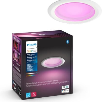 Philips Hue Smart Recessed Lighting 4 Inch - White and Color Ambiance Color-Changing Light - 850 Lumen - Control with Hue App - Compatible with Alexa, Google Assistant and Apple Homekit - 1 Pack