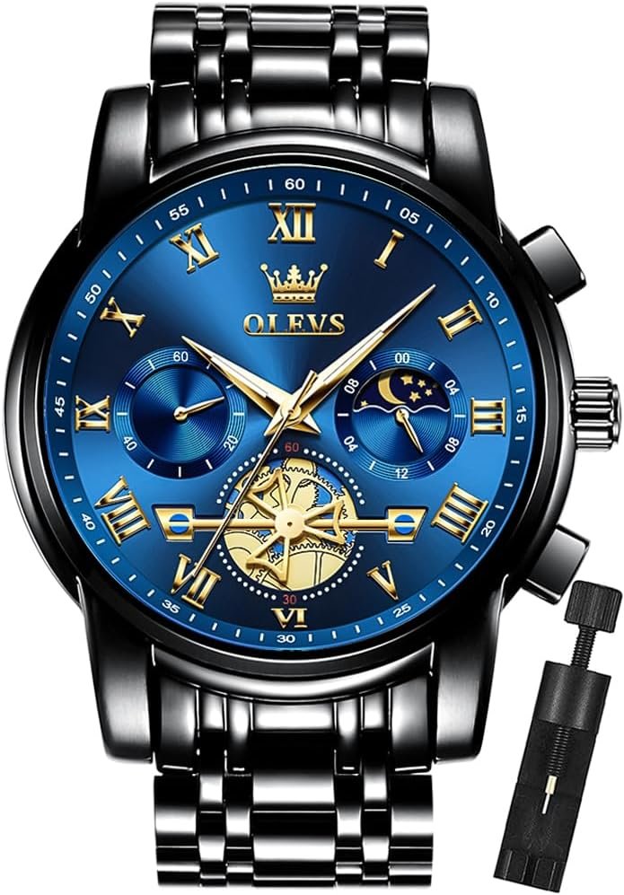 OLEVS Mens Watches Chronograph Business Dress Quartz Stainless Steel Waterproof Luminous Date Wrist Watch
