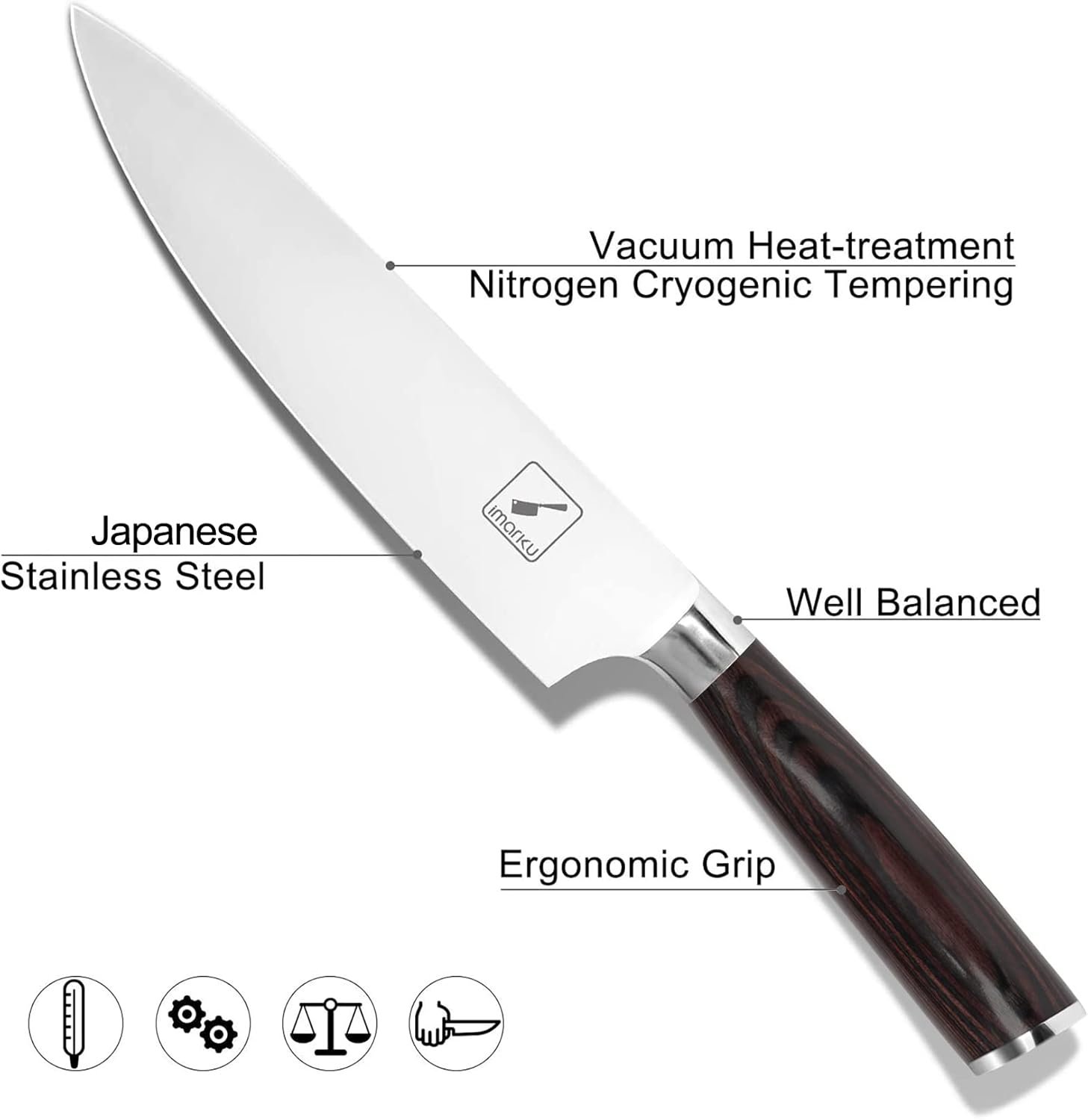 imarku Japanese Chef Knife - Sharp Kitchen Knife 8 Inch Chef's Knives HC Steel Paring Knife, Unique Gifts for Men and Women, Gifts for Mom or Dad, Kitchen Gadgets with Gift Box, Gyutou Knives - Image 2