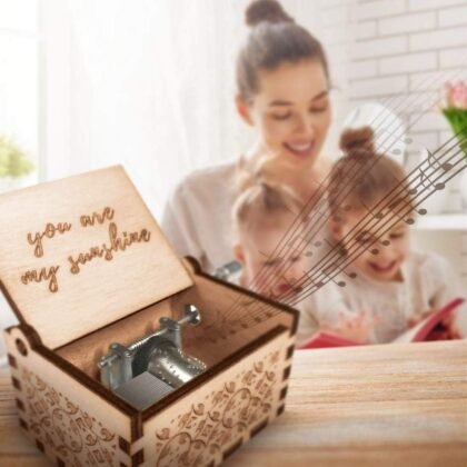 Ucuber You are My Sunshine Music Box, Wood Laser Engraved Cute Box Best Gift for Wife, Son, Daughter, Dad, Mom, Wedding Anniversary Birthday Christmas Valentine's Day