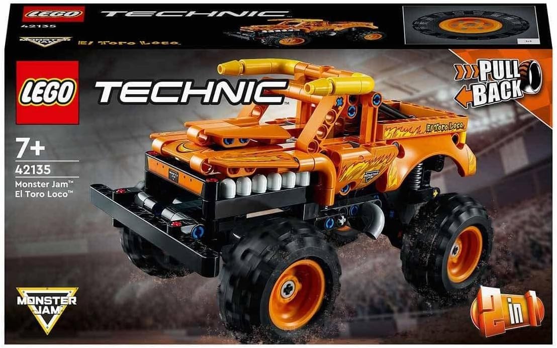 Lego® Technic Monster Jam™ El Toro Loco™ 42135 Model Building Kit; 2-in-1 Pull-Back Toy