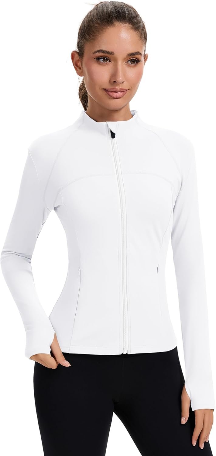 Rapbin Women's Full Zip Workout jackets Runing Slim Fit Athletic Tops With Thumb Holes - Image 2