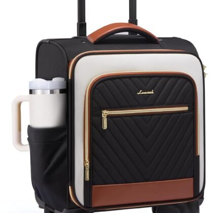 LOVEVOOK Underseat Carry On Luggage Airline Approved, 14 Inch Softside Suitcases with Wheels, Lightweight Spinner Carry on Suitcase with TSA Lock Weekender