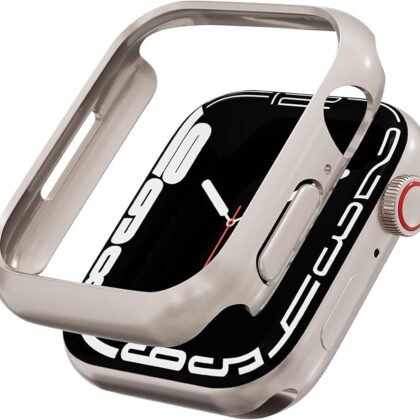 Miimall Compatible for Apple Watch Series 9/8/7 45mm Case All-Around Protective Cover Lightweight Shockproof Hard PC Protector Frame Case for Apple Watch 45mm Series 9 8/7(Starlight)