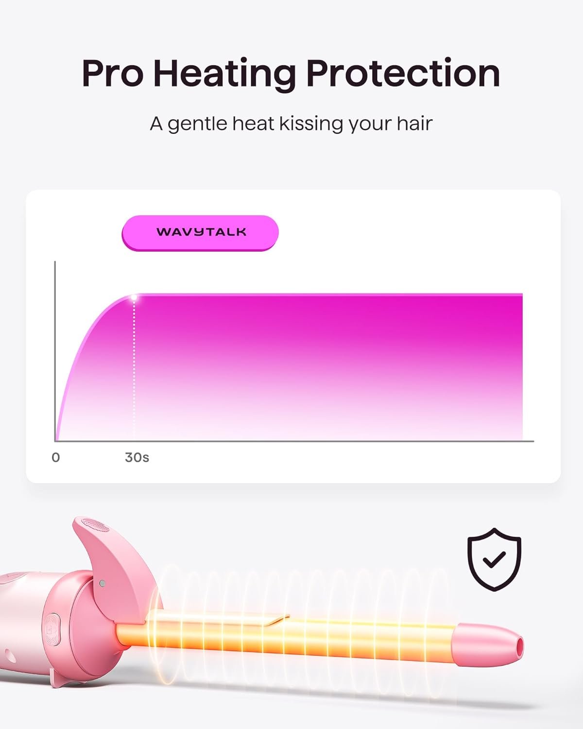 Wavytalk Rotating Curling Iron Set, Curlmaker Pro, Automatic Hair Curler with 3 Sizes Ceramic Barrel (0.5"-1"-1.25") for Tight & Spiral Curls and Beach Waves, Effortless Get Long-Lasting Styling, Pink - Image 6
