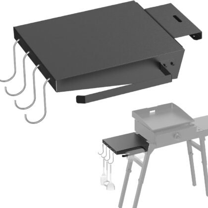 Griddle Stand Side Shelf for Blackstone 17" 22" Griddle Stand 5013, Griddle Table for Blackstone Griddle Stand with Sideshelf, Tool Hooks, Paper Towel Holder, Fit for 17 22 Inch Propane Table Top