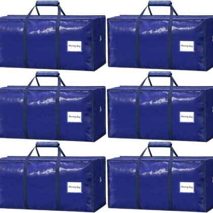 6 Pack Large Moving Bags Heavy Duty – Reusable Storage Bags with Zippers & Handles | Extra-Large Packing Bags for Moving Boxes, Clothes, Bedding, Holiday Décor & Home Storage