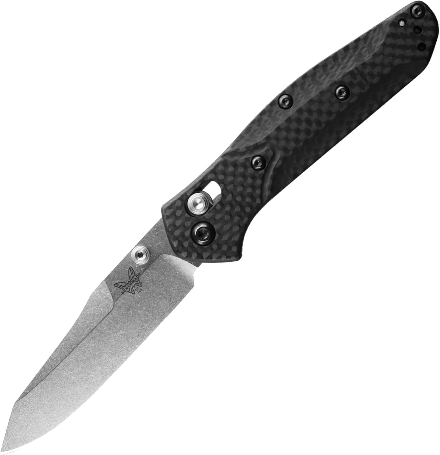 Benchmade - Mini Osborne, Every Day, Outdoor, Folding Knife, Reverse Tanto Blade with Black Carbon Fiber Handle (945-2)