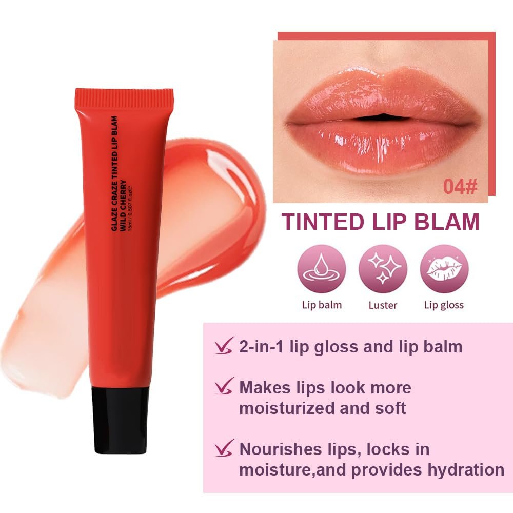 Light Gloss Tinted Buttery Lip Balm – Hydrating Lip Care with Nourishing Oils for Women’s Dry Lips, Natural Tint & Soft Gloss, Lip Plumper Moisture & Light Lip Stain Finish, Vegan 1Pc-#04 Orange-Pink - Image 4