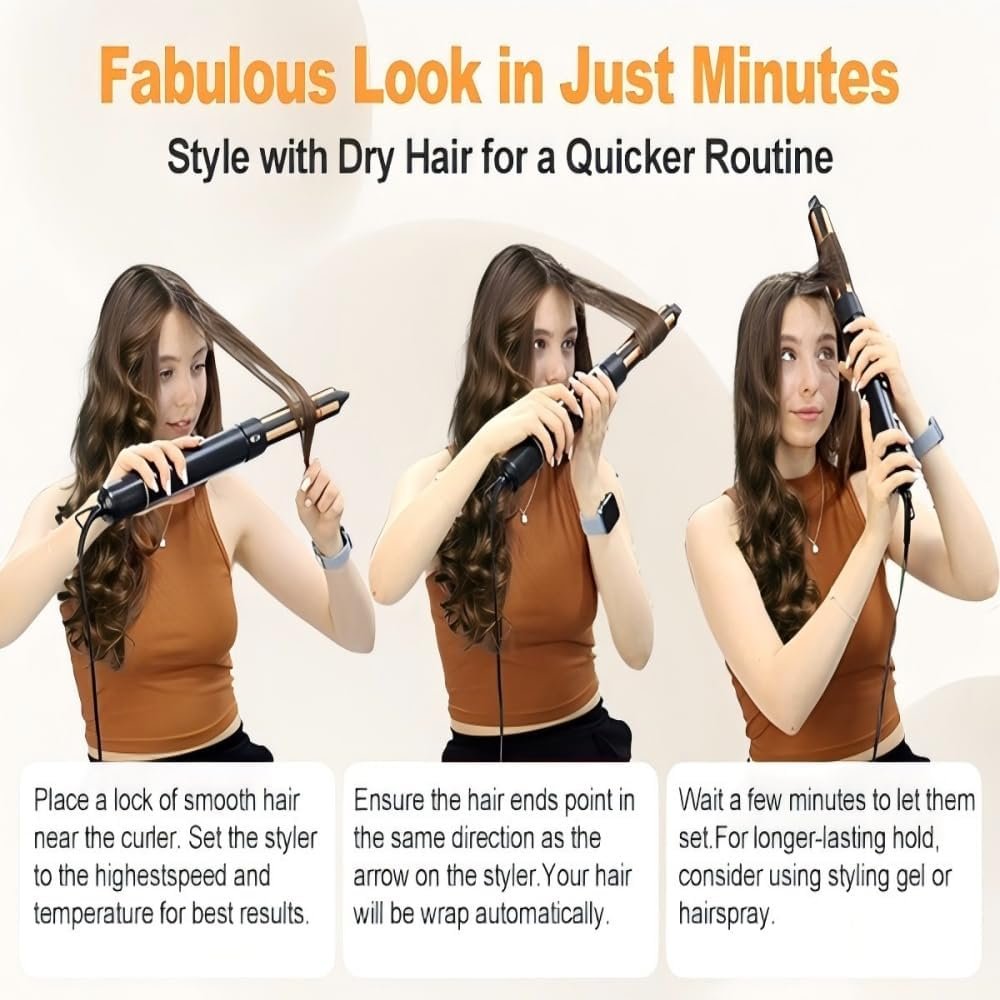 Hair Styler Hair Dryer Brush - 110,000 RPM High-Speed Hot Air Styler,Multi Stylers with Auto-Wrap Curler, Professional Blow Dryer Brush for Fast Curling Volumizing Straightening Styling(Black-Golden) - Image 8