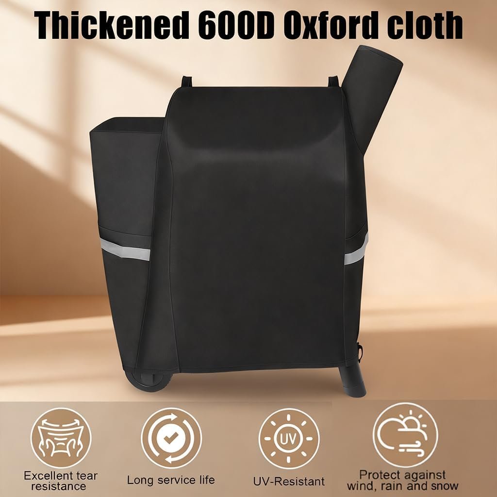 QuliMetal Grill Cover for Traeger Pro 22/575 Series - 600D Heavy Duty Waterproof BBQ Grill Cover for Treager Pro 22/575,Z Grills 550B and More Weather Outdoor Wood Pellet Smoker Protector - Image 3