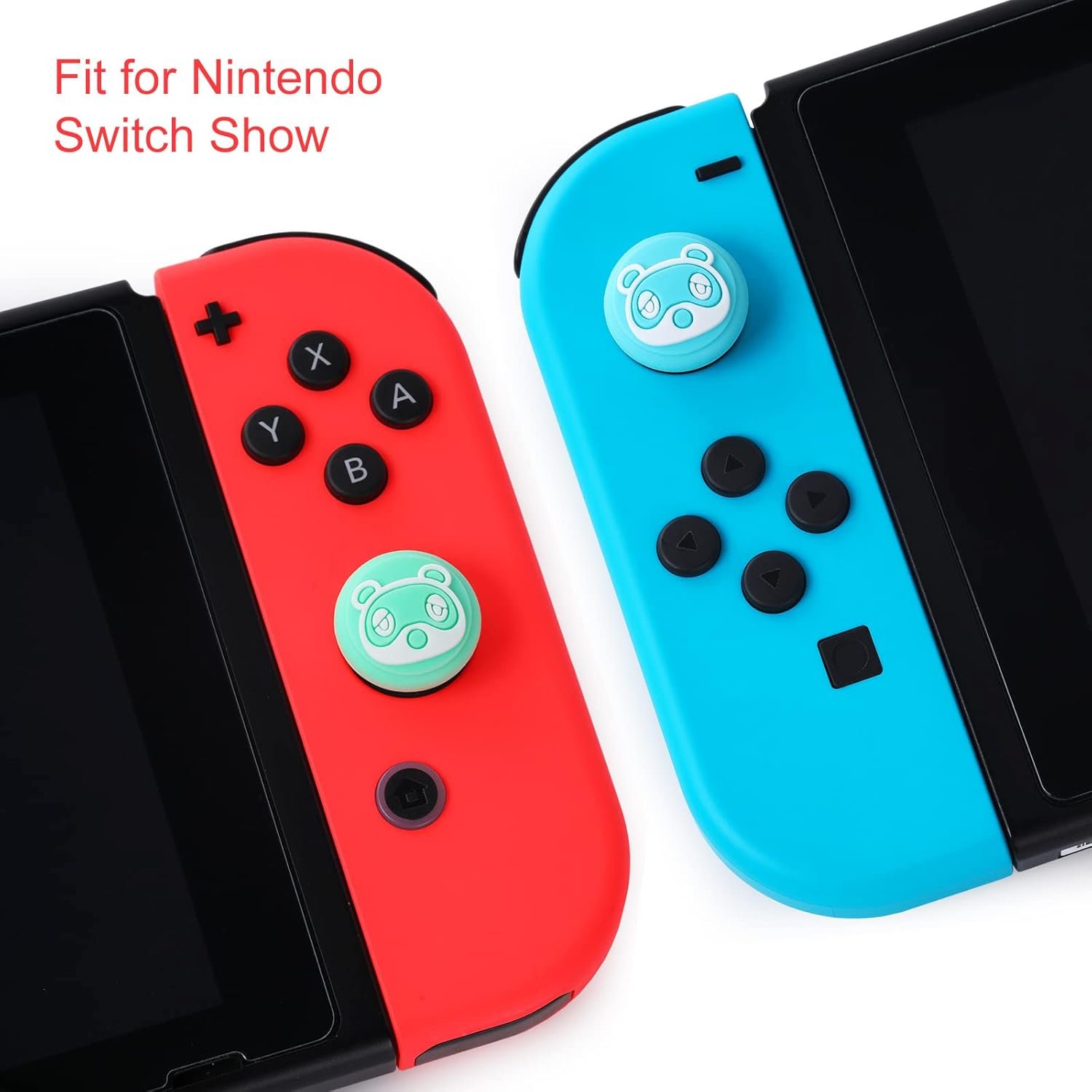 Tscope Cute Thumb Grip Caps for Nintendo Switch/Lite/OLED Controller, for Animal Crossing Kawaii Leaf Joystick Analog Soft Silicone Button Stick Covers for NS Joy Cons (Leaf Raccoon) - Image 3
